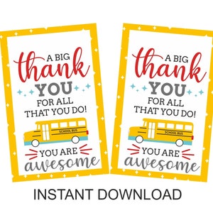 Bus Driver appreciation gift tag printable / Bus Driver tags / School Bus Driver thank you tag / Bus driver gift ideas / Bus driver tag PDF