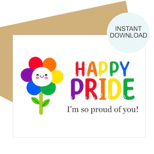 Carte imprimable du mois de la fierté / Cartes de la fierté / Carte de la fierté imprimable / Jolie carte de la fierté / Carte LGBTQ / Carte imprimable Happy Pride / Cadeaux de la fierté