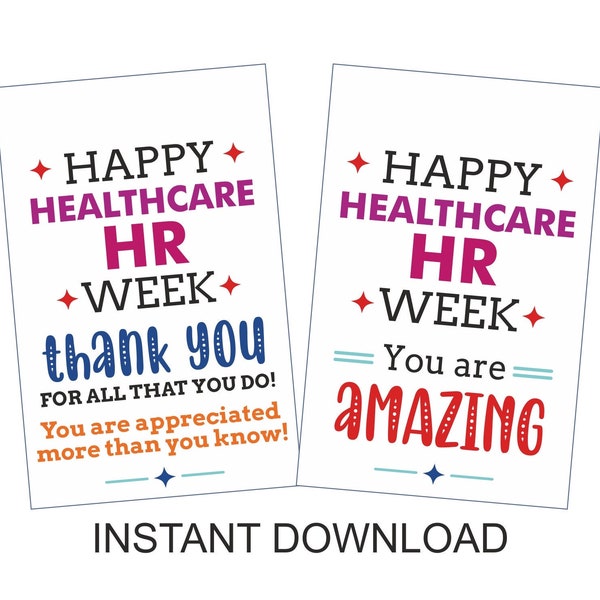 Healthcare HR Week tag printable / Healthcare Human Resource Week gift tag / hr gift tag / Healthcare human resources week / 2 DESIGNS / PDF