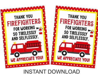 Firefighter Appreciation tag printable / Firefighter thank you tag / Firefighter tag / Firefighter thank you tags / Firefighter gifts PDF