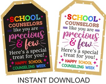 School Counseling Week appreciation tag printable / School Counselor thank you tags / School Counselor appreciation gift tag / 2 COLORS PDF