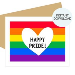 Carte de la fierté gay à imprimer / Carte du mois de la fierté / Cadeaux de la fierté gay à imprimer / Cadeau de la fierté gay / Carte du mois de la fierté / Cartes de la fierté gay / PDF