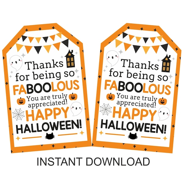 Halloween appreciation tag printable / Halloween appreciation gift tag / Halloween thank you tags / Halloween appreciation tag printable PDF