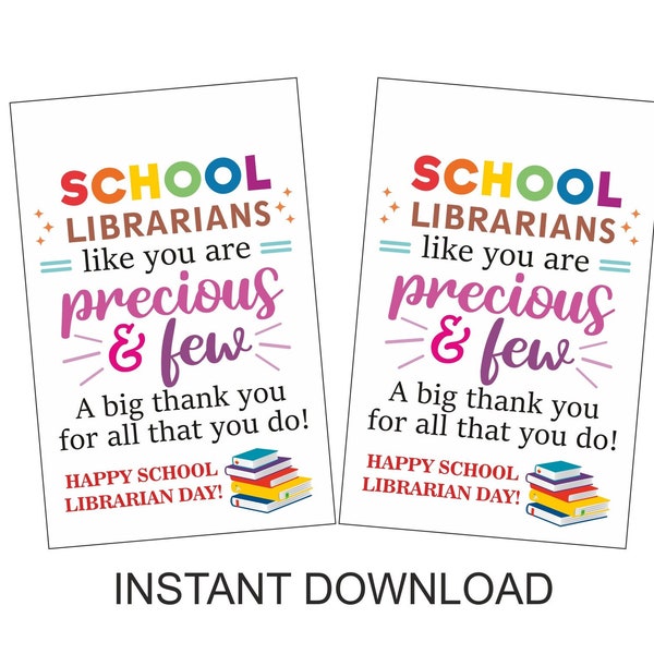 School Librarian gift tags printable / School Librarian Appreciation day tags / School Library day / School Library Week / Librarian tag PDF