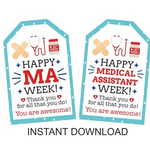 MA week tag printable / Medical Assistant week gift tags / Happy ma week gift tags / Medical Assistant gifts / ma week gift PDF 2 DESIGNS