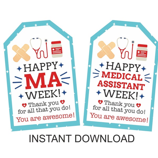 MA week tag printable / Medical Assistant week gift tags / Happy ma week gift tags / Medical Assistant gifts / ma week gift PDF 2 DESIGNS