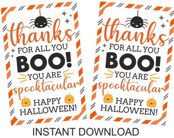 Halloween appreciation tag printable / Staff appreciation / Employee appreciation / Thanks for all you boo tags printable / Spooktacular tag