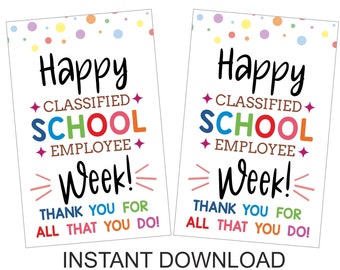 Classified School Employee Week gift tags printable / Classified Appreciation Week gift tag / Classified Employee Week tag / gift tag / PDF