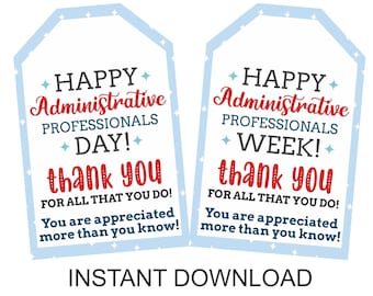 Administrative Professional week gifts tag printable / Administrative Professionals day gifts / Administrative Assistant / 2 DESIGNS / PDF