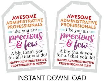 Administrative Professionals day gift tag printable / Administrative Professional day gifts tag / Administrative week tag / 2 DESIGNS / PDF