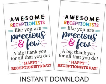 Receptionist gift tags printable / Receptionist day tags / Receptionists day tag / Receptionist thank you tags / Appreciation tags / PDF