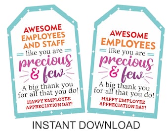 Employee Appreciation Day thank you tag printable / Employee Appreciation tags / Employee Appreciation Day gifts tags / 2 DESIGNS / PDF