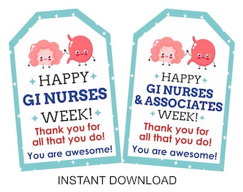 GI nurses week tags printable / GI nurse week tags / GI nurse week tag / gi nurses week tag /happy gi nurse week gift tags / 2 Designs / pdf