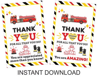 Firefighter appreciation tags printable / Firefighter gift tagss/ Firefighter thank you tag / Firefighter tags / 2 DESIGNS / PDF