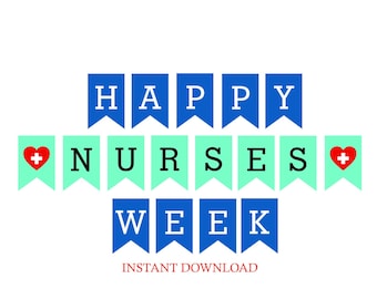 Printable Happy Nurses Week banner / Printable Happy Nurse week banner / Printable Nurse week banner / Printable Nurses Week banner / PDF