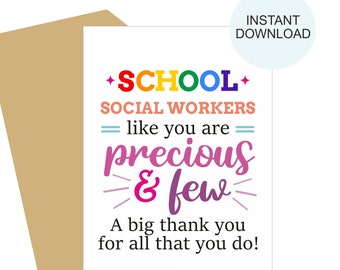 School Social Worker card printable / School Social Worker appreciation card / School Social Worker gifts / School Social Work Week card PDF