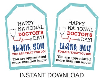 Doctor's Day tag printable / National Doctor's Day gift tag / Happy Doctor's day tag / National Doctor Day gift tags / Doctor gift tag / PDF