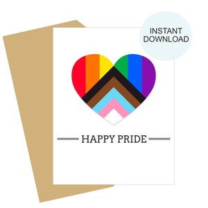 Cartes coeur de fierté imprimables / Carte coeur de fierté / Carte coeur LGBTQ / Carte Happy pride / Carte du mois Happy Pride imprimable / Cadeaux coeur Fierté