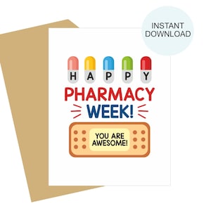 Pharmacy week cards printable / Pharmacist Appreciation card printable / Printable pharmacy week card / Pharmacist card / Appreciation cards