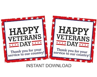 Veterans Day Gift tags Printable / Printable Veterans day tags / Printable Veterans Day tag / Happy Veterans Day gift tags Printable / PDF