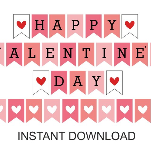 Happy Valentine's Day Banner Printable / Valentine Banner - Etsy UK