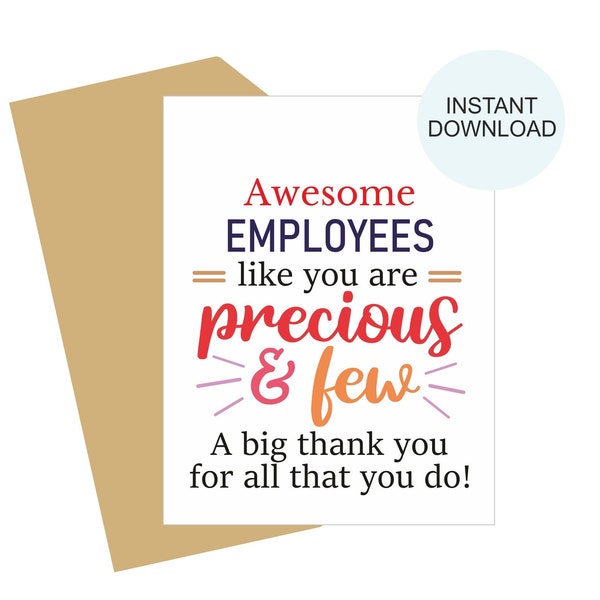 Employee Appreciation card printable / Employee Appreciation Day card / Employee Thank you card / Employee appreciation gifts Employee card