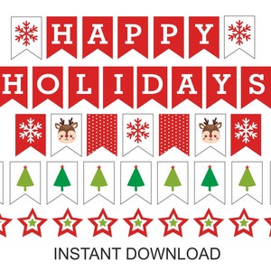 Happy Holidays Banner Printable / Holiday Banner / Happy Holiday Banner ...