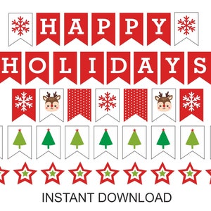 Happy Holidays Banner Printable / Holiday Banner / Happy Holiday Banner