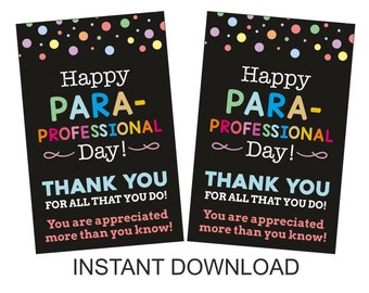 Paraprofessionelles Dankeschön Geschenk / Paraprofessionelles Dankeschön / Paraprofessionelles Dankeschön-Tag / PDF zum Ausdrucken