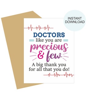 Afdrukbare bedankkaart dokter / Kaart van de dokter / Kaart van de dokter / Kaart van de dokter / Kaart van de dokterswaardering / Kaart van de dokter / pdf