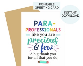 Biglietto stampabile per assistente scolastico / Biglietto per la Giornata dell'Assistente Scolastico / Biglietto di ringraziamento per assistente scolastico / Regalo per assistente scolastico / PDF