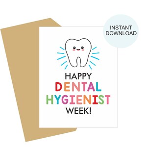 Cartão da semana do higienista dental para impressão / presente da semana do higienista dental / cartão do higienista dental / presentes do higienista dental / cartão de felicitações PDF