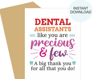 Dental Assistant appreciation card printable / Dental Assistant card / Dental Assistant appreciation gift / Dental Assistant thank you card