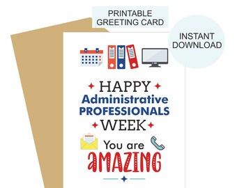 Administrative Professionals Week card printable / Administrative professional week card / Administrative professional day card / PDF