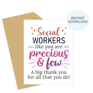 Carte de remerciement pour assistante sociale à imprimer / Carte de travailleuse sociale / Carte de remerciement pour travailleuse sociale / Cadeau de remerciement pour travailleuse sociale / PDF