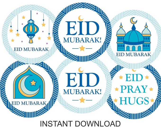 Eid Mubarak Cupcake Toppers Printable / Printable Eid Mubarak Cupcake