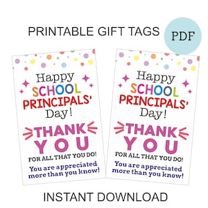 School principal day gift tags printable / Principal day tags / Principal appreciation gifts / Principal day gifts / Principal thank you tag