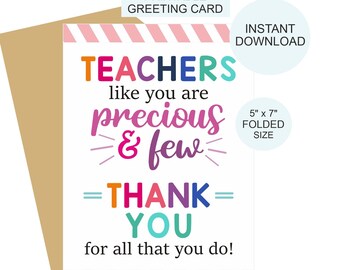 Teacher appreciation card printable / Teacher thank you card / Teacher appreciation gifts / Card for teacher / Teacher card PDF / Teacher