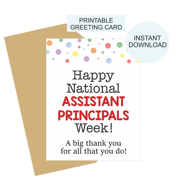 National Assistant Principals Week card printable / Assistant Principal gift / Assistant Principal card PDF