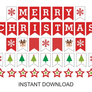 Merry Christmas Banner Printable / Christmas Banner Printable ...