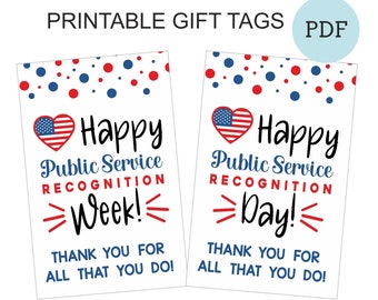 Public service recognition week gift tags printable / Public service week tags / Public service recognition day thank you gift tags / PDF