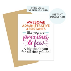 Administrative Assistant card printable / Administrative assistant gift / Administrative assistant week card / Admin Assistant day card  PDF