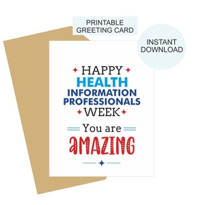 Happy Health Information Professionals Week card printable / Health Information Professional Week card / HIP Week card printable / PDF