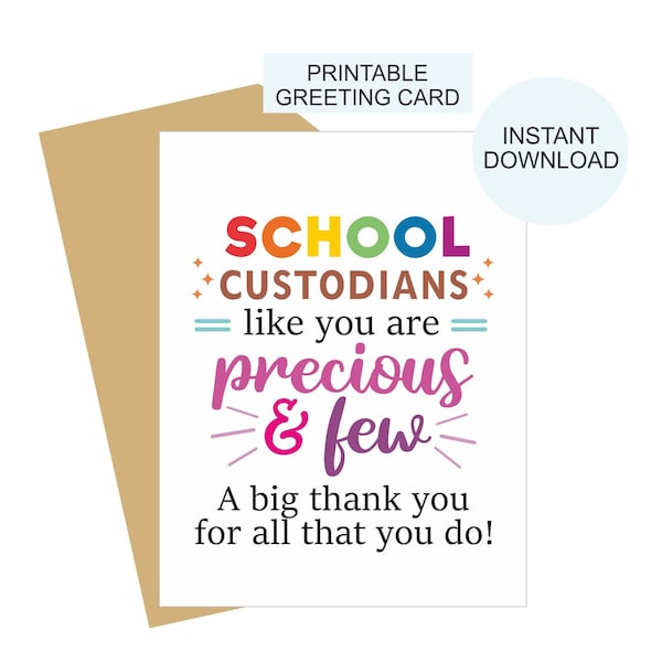 Thank You Custodian Card Etsy
