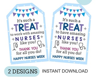 Nurse week gift tags printable / Nurse week treat tags / Nurse week cookie tags / Nurse treat tags / Nurse week candy tags / Nurse week tags