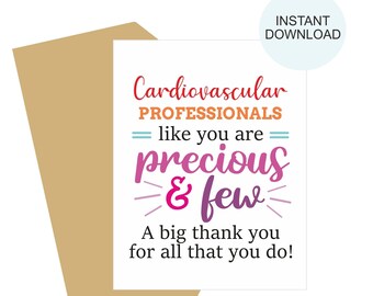 Cardiovascular Professionals Week card printable / Cardiovascular professional appreciation card / Cardiovascular nurse thank you card PDF