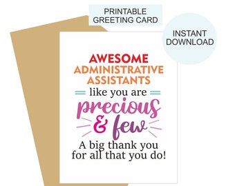 Administrative Assistant card printable / Administrative assistant gift / Administrative assistant week card / Admin Assistant day card  PDF