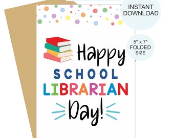 School Librarian Day card printable / School Librarian card / School Librarian gift / School Librarian day gift / School librarian cardS PDF