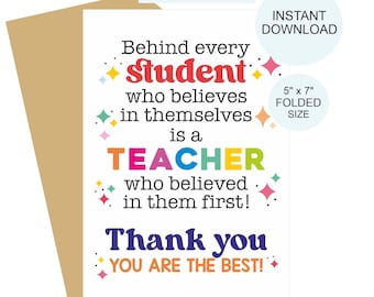 Teacher card printable / Best teacher card / Teacher appreciation cards / Teacher thank you card / Influence of a teacher card Teacher gift