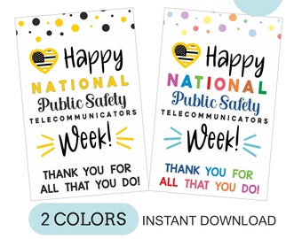 Telecommunicator week thank you tags printable / Telecommunicator gifts / 911 dispatchers week tag / dispatcher week gift tags / 2 COLORS